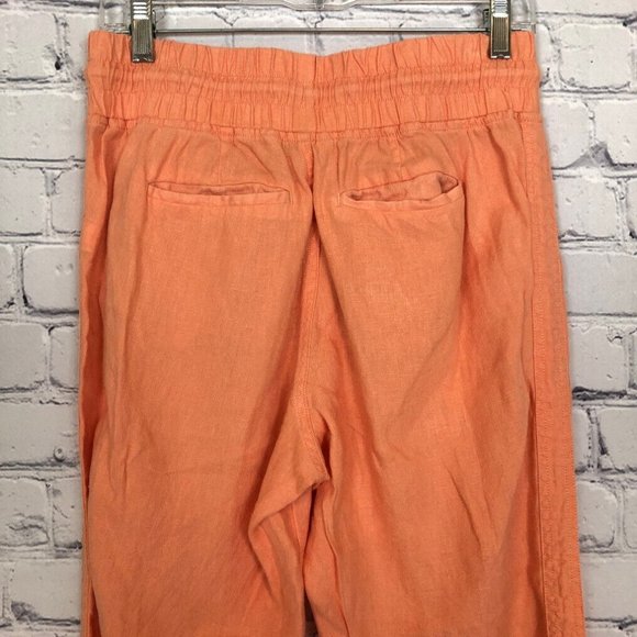 Athleta Cabo 100% Linen Jogger Pants Size 6 Orange - Picture 4 of 7